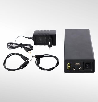 Battery pack for LED lighting in Ecotent® folding gazebos.